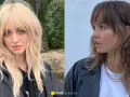 Dwie kobiety prezentują fryzurę wolf cut bez grzywki. Blond włosy falowane i brązowe, lekko pofalowane, z pasemkami.