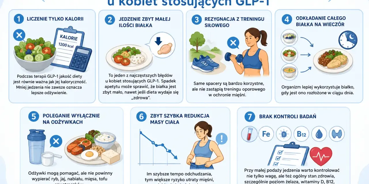 Brak wystarczającej ilości białka to błąd przy GLP-1. Na redukcji ważne jest, by dostarczać go odpowiednio, rozkładając w ciągu dnia.